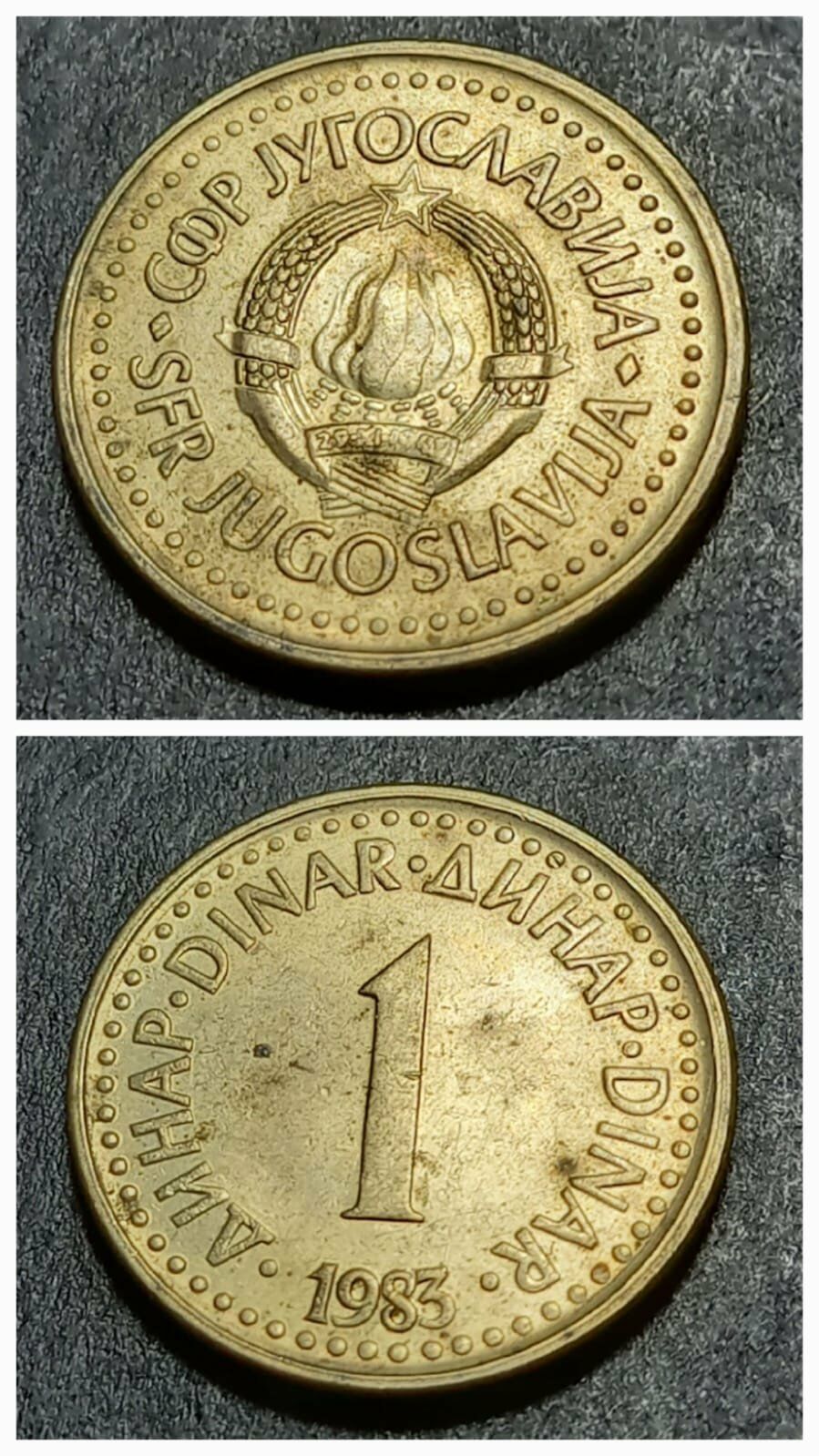 Escoines Koleksiyon 1983 Yugoslavya 1 Dinar CA eski yabancı madeni para - 3996366aaf687385ef