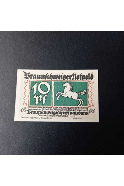 1923 Braunschweig Notgeld 10 pfening - ÇİL eski yabancı kağıt para