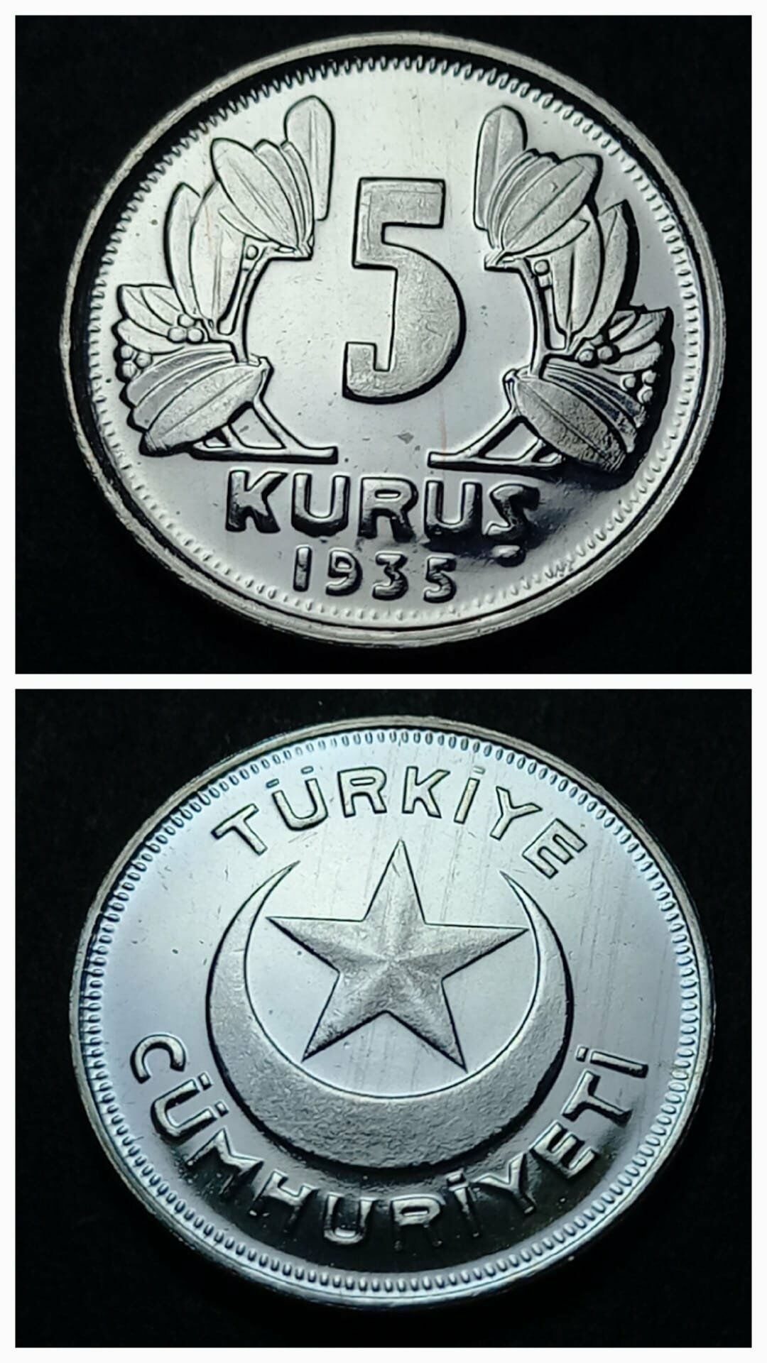 5 Kuruş 1935 Nostalji Setinden Çıkma 925 Ayar gümüş 4,91 gram PROOF madeni para 3996366c29cbabb767