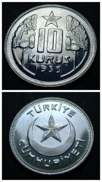 10 Kuruş 1935 Nostalji Setinden Çıkma 925 Ayar gümüş 7,20 gram Proof madeni para 3996366c2c9fc23c79