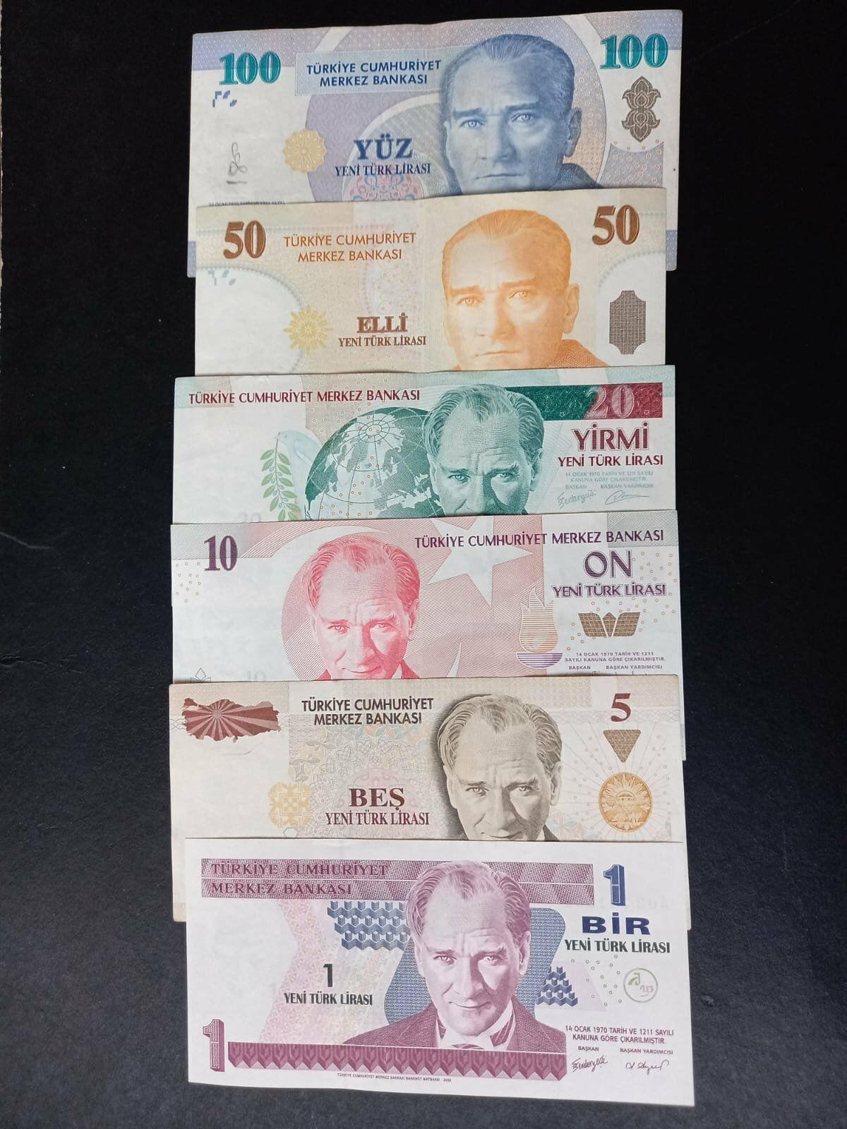 39963673d37b4367a7 8.Emisyon 1/5/10/20/50/100YTL Tam Set Yeni Türk Lirası ÇÇT/CA/ÇİL eski kağıt para