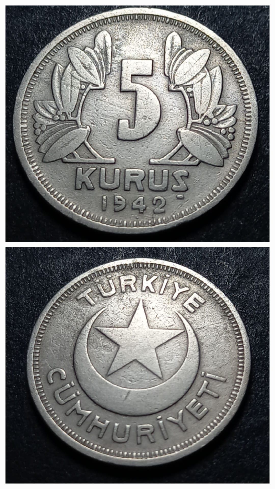 Escoines Koleksiyon 1942 ÇÇT+ 5 Kuruş eski madeni para - 3996366cc7de76c6bb