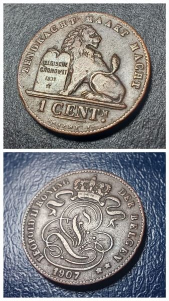 1907 Belçika 1cent ÇÇT+ Hollanda Efsane - 'DER BELGEN' - yabancı madeni para - 399636653a7c634cb7