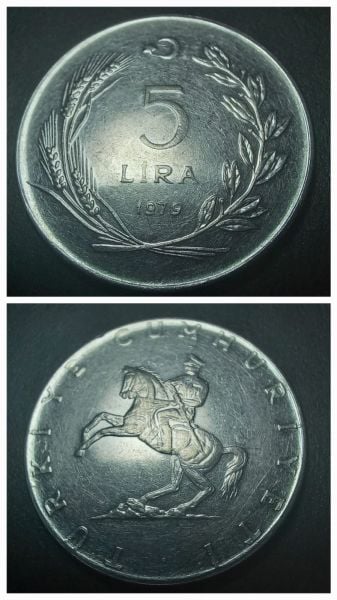 1979 Akmomital 5 lira ÇÇT+/CA eski madeni para - 39963665f838fa76f8