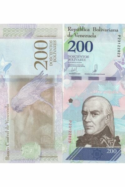 Venezuela 200 Bolivar Çil Eski Yabancı Kağıt Para