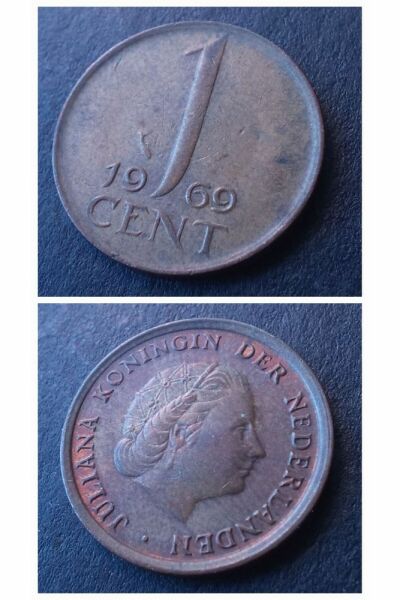 1969 hollanda 1 cent patinalı/çt Eski yabancı madeni para