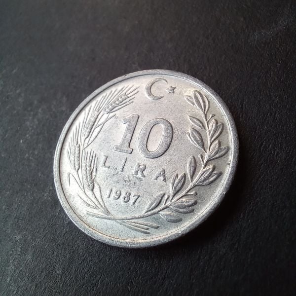 1987 Alüminyum 10 lira Çil eski madeni para - 39963662acbb606fad