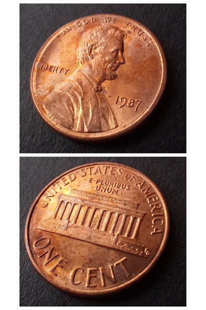 1987 amerika one cent patinalı Eski yabancı madeni para