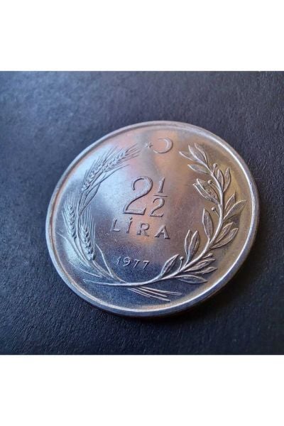 2½ Lira 1977 akmonital eski tc madeni para