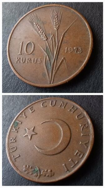 1973 5 kuruş ÇT+/LEKELİ eski madeni para - 399636668ba44f38da