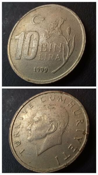 1999 Tc 10 bin lira ÇT eski madeni para - 39963663be8f93dce4