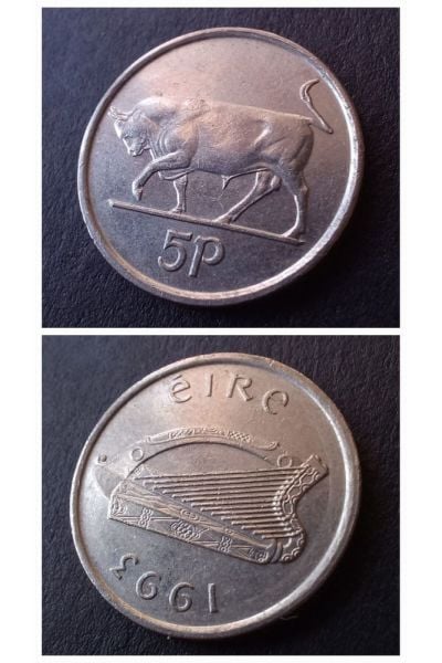 1993 irlanda 5 pence çt Eski yabancı madeni para