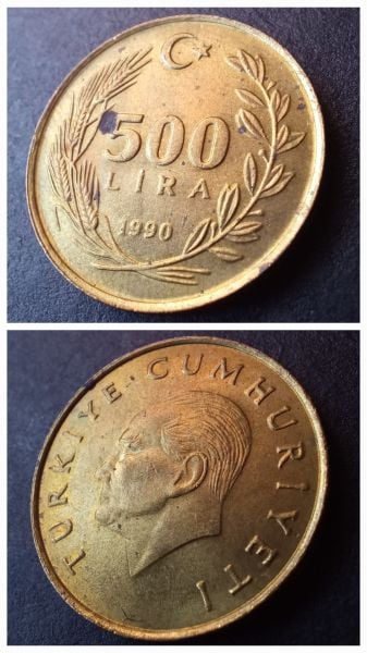 1990 ÇİL 500 Lira Eski Madeni Para - 39963662fddb04e551