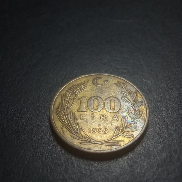 Escoines Koleksiyon 100 Lira 1989 Rainbow başlangıcı ÇÇT eski madeni para