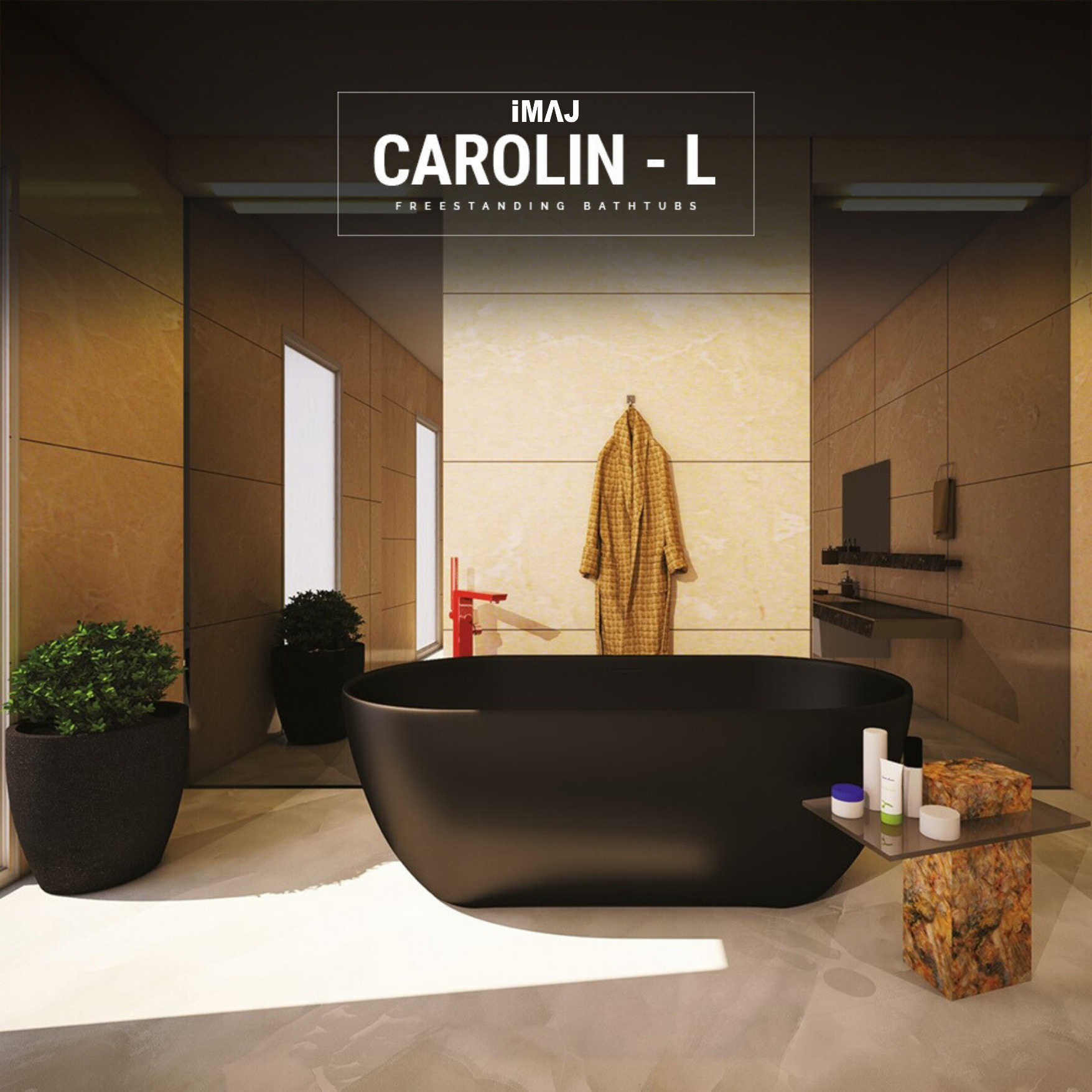 Carolin - L Black 180x77 H:60
