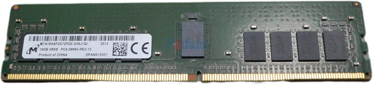 Dell Micron 1x 16GB DDR4-2666 RDIMM PC4-21300V-R Dual Rank x8 Module MTA18ASF2G72PDZ