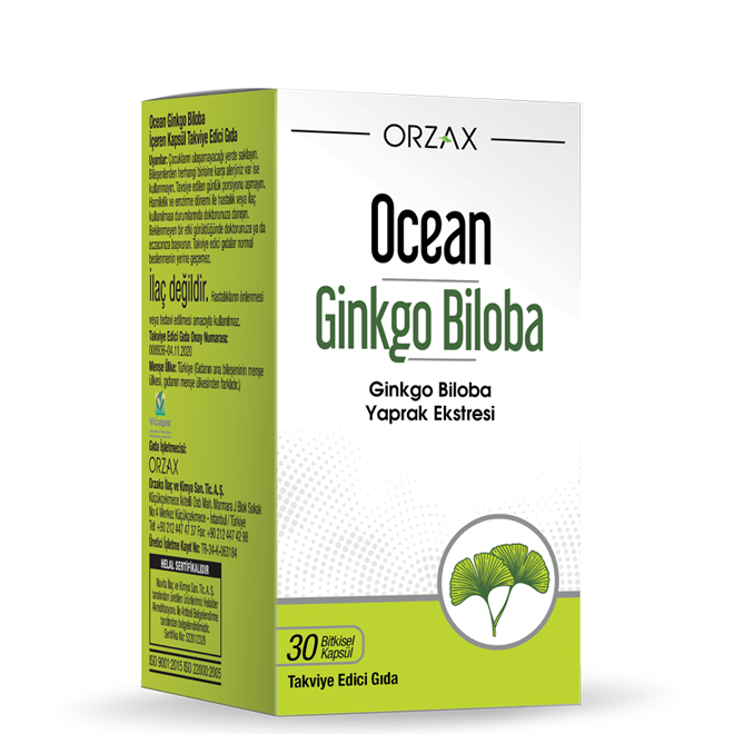 Orzax Ocean Ginkgo Biloba 30 Kapsül