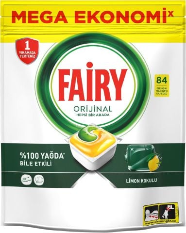 Fairy Hepsi Bir Arada Bulaşık Makinesi Deterjanı Kapsülü/Tableti 84 Yıkama Limon Kokulu