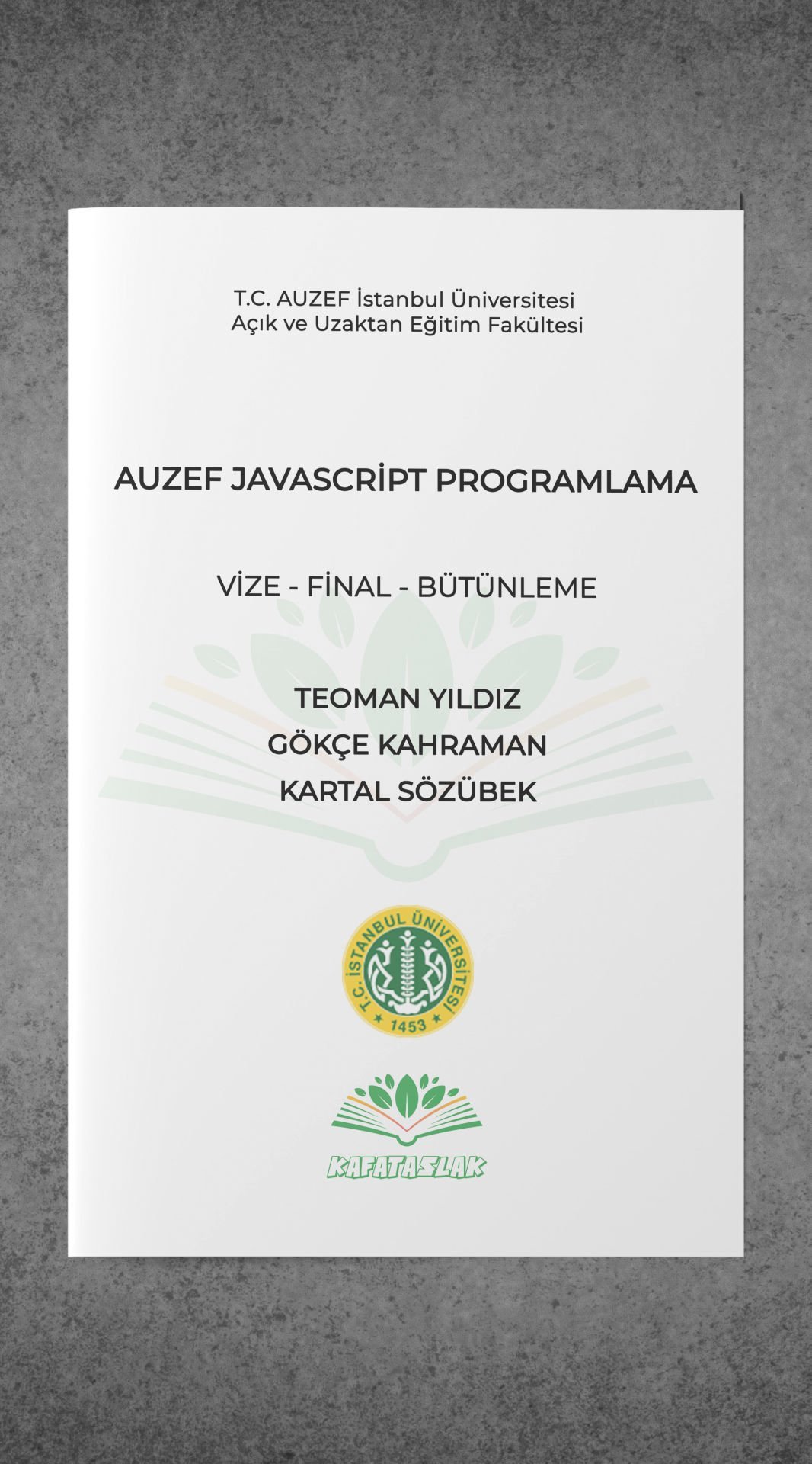 Javascript Programlama AUZEF İstanbul Üniversitesi Nokta Atışı Sorular Kafataslak Yayınları