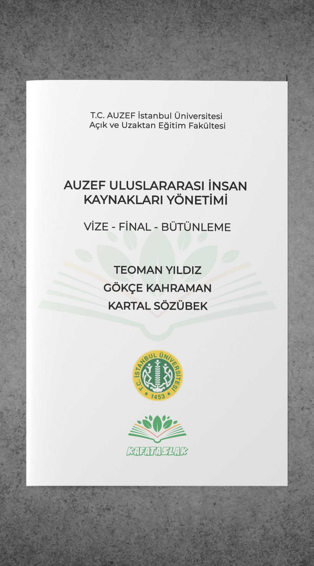 Uluslararası İnsan Kaynakları Yönetimi AUZEF İstanbul Üniversitesi Nokta Atışı Sorular Kafataslak Yayınları