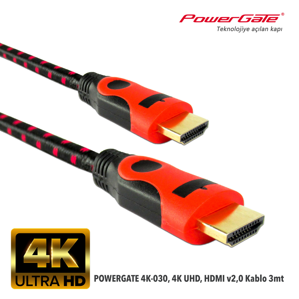 Powergate 4K-030, 4K Uhd, Hdmı V2,0 Kablo 3Mt