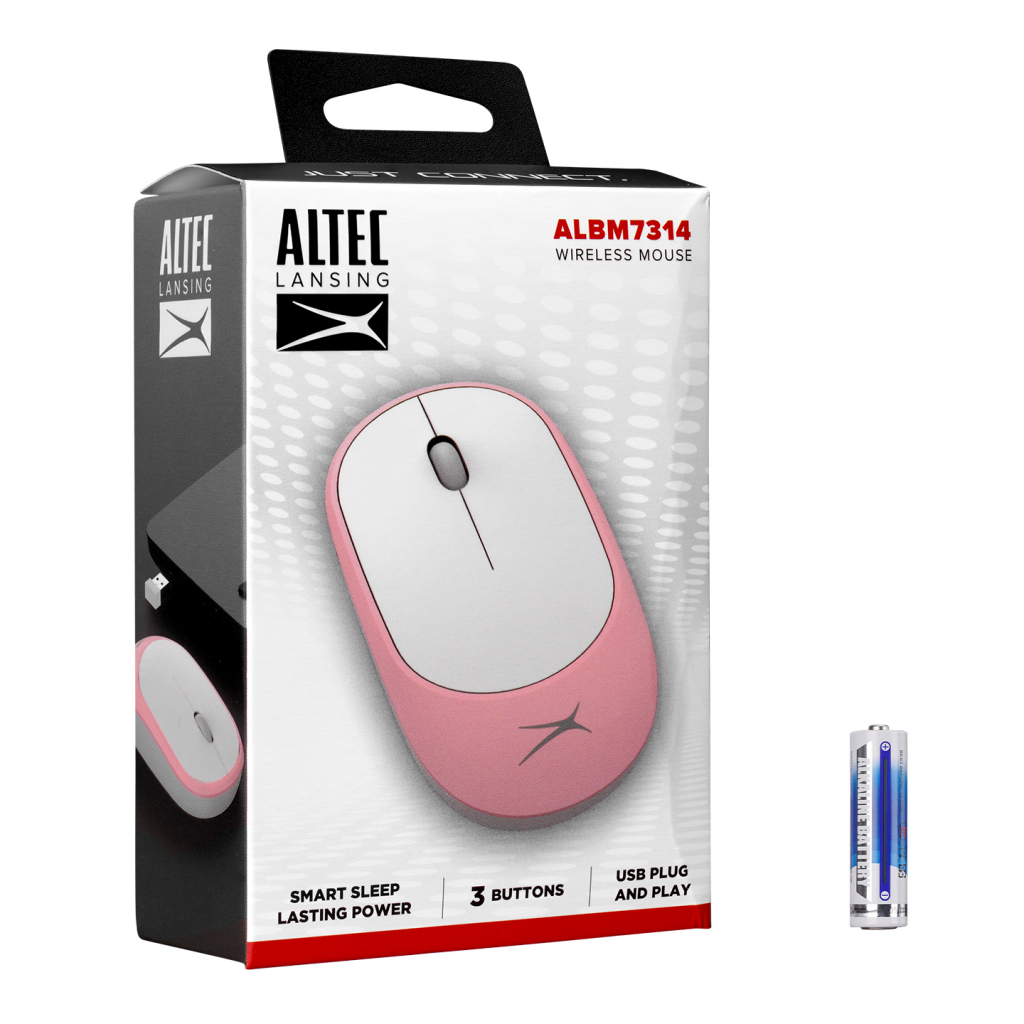 Altec Lansing Albm7314, Pembe, 2.4Ghz Usb,  1200Dpı, Kablosuz Optik Mouse