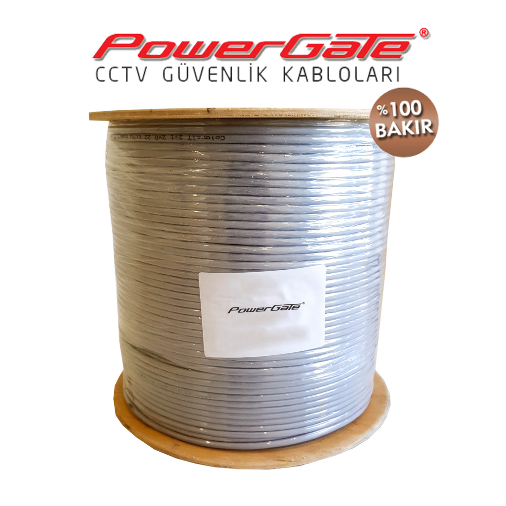 Powergate Vıa 250Mt, 2+1 (2X0,22+0,22) %100 Bakır, Cctv Güvenlik Kablosu