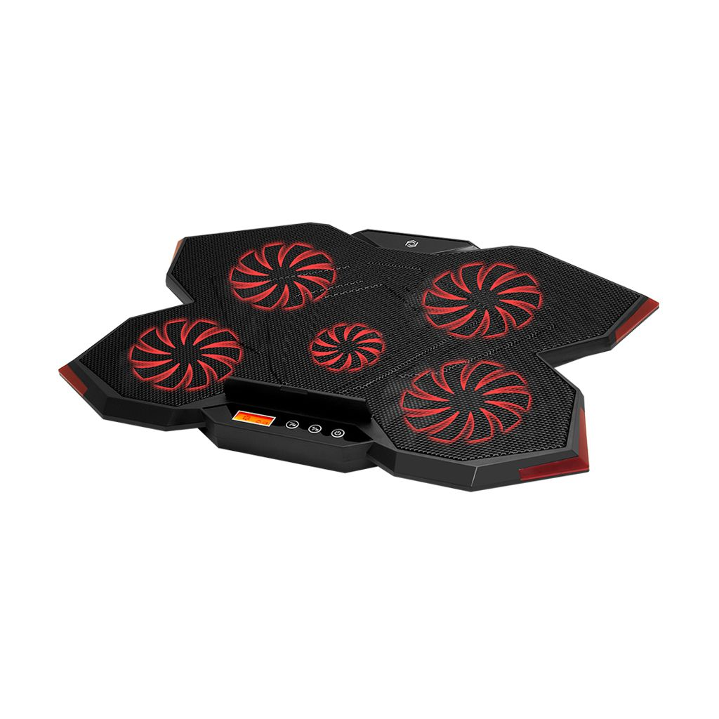 Frisby Fnc-5255b (4x14cm 1x7cm) 5 Adet Fan, 10''-17'' Gaming Notebook Soğutucu, Ayarlanabilir Hız, 3 Kademeli Stand, Kırmızı Ledli (Siyah)