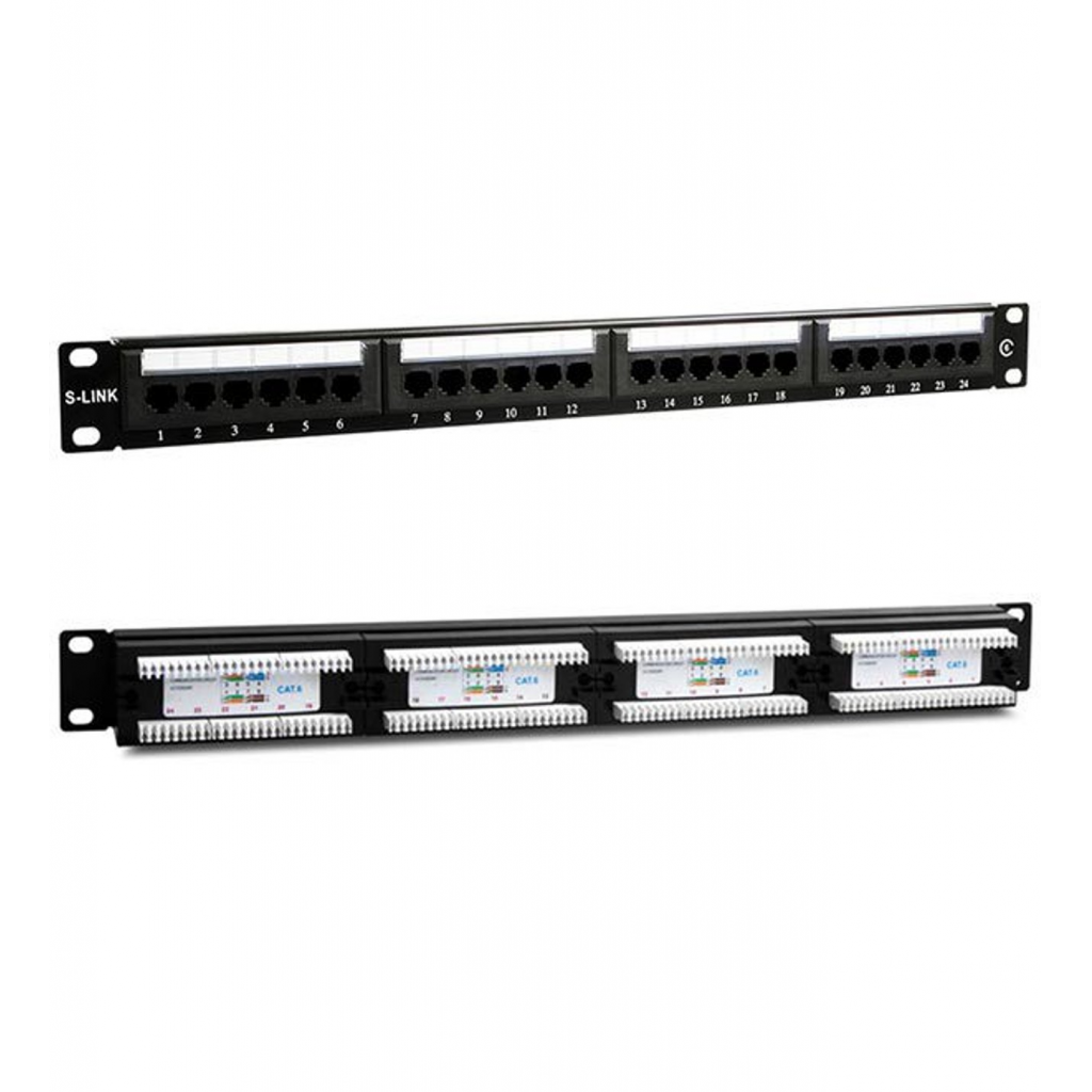 S-Link Sl-F624 Cat6 Patch Panel, 24-Port, Utp, 1u