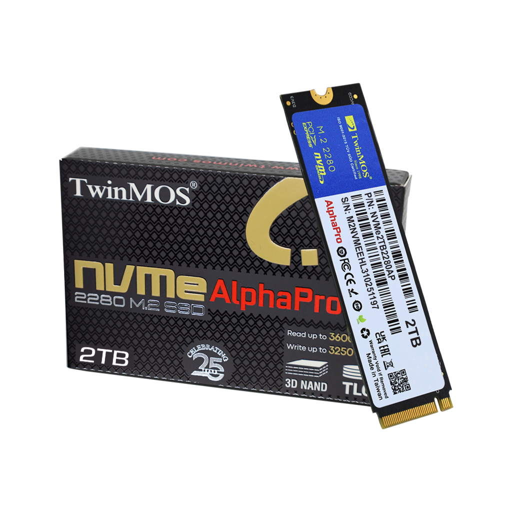 Twinmos Nvme2Tb2280Ap, Alphapro, 2Tb, 3600-3250Mb/S, Gen3, Nvme Pcıe M.2, Ssd, Tlc, 3Dnand