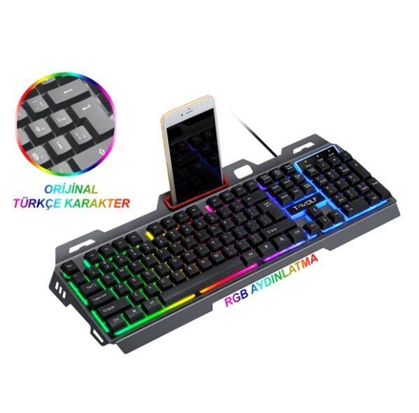 T-Wolf T16 Usb Kablolu Rgb Aydınlatma Gaming - Oyuncu Klavye T-Wolf-T16