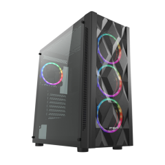 Fsp Cmt595Al Mid Tower, 750W 80+ Bronze, Siyah,  Temperli Cam, Rgb, Atx Gamıng Kasa