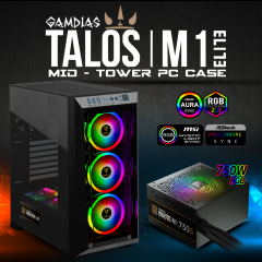 Gamdıas Talos M1 Elite, 750W, Tempered Glass, Argb, 80+ Bronze, Atx Gamıng Kasa