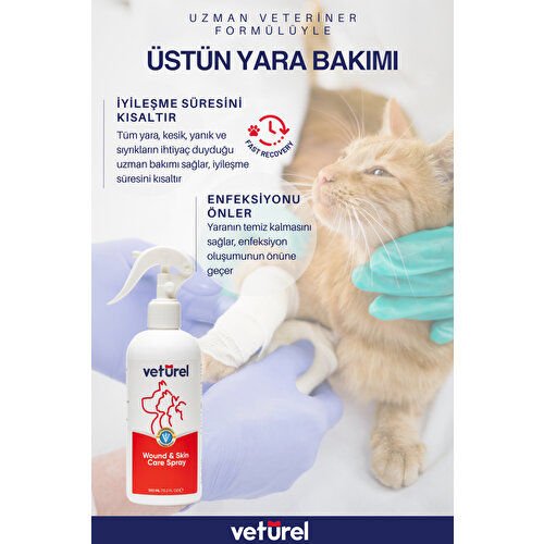 Yara ve Deri Bakım Spreyi 300ml Kedi Mantar Tahriş Köpek Bakım  Spreyi