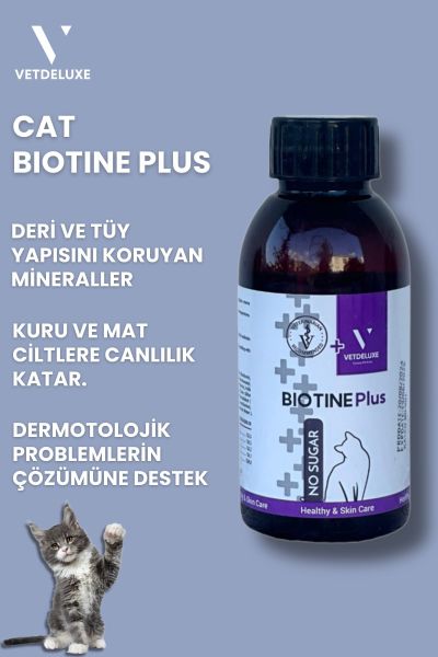 Biotine Çinko Katkılı Likit Kedi Tüy Dökümesi Engelleyici Deri ve Tüy Sağlığı Damlası 100 Ml