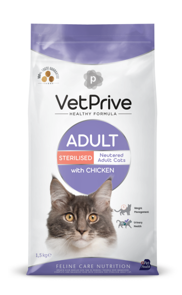 Vet Prive Sterilsed Chicken Kısırlaştırılmış Tavuklu Kedi Maması 1,5 Kg