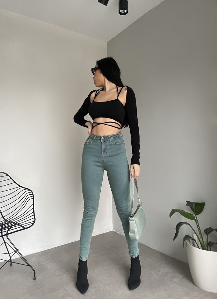 Skinny Jean Likralı Koyu Yeşil Pantolon