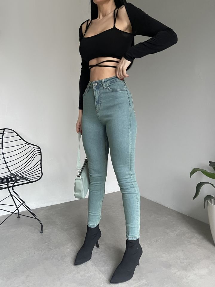 Skinny Jean Likralı Koyu Yeşil Pantolon