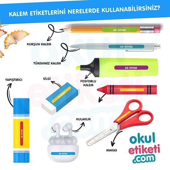 MAVİ TONLARI KALEM ETİKETİ