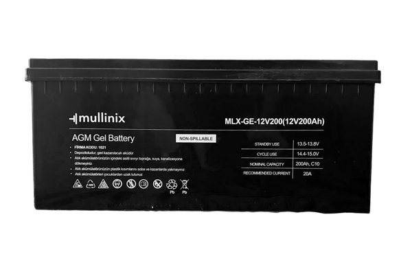 Mullinix 12V 200Ah Derin Döngülü AGM Jel Akü