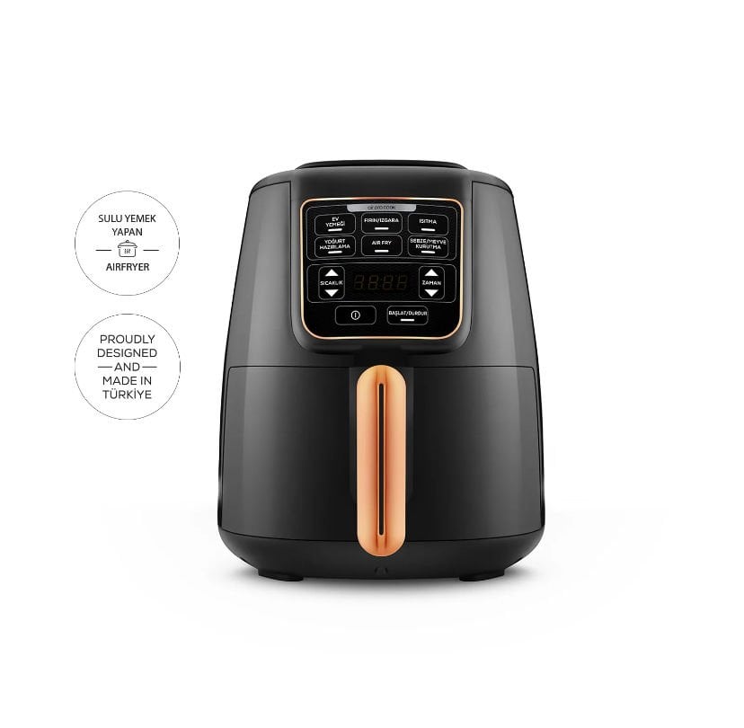 Karaca Air Pro Cook XL 2 in 1 Konuşan Airfryer Black Copper 4 Kişilik