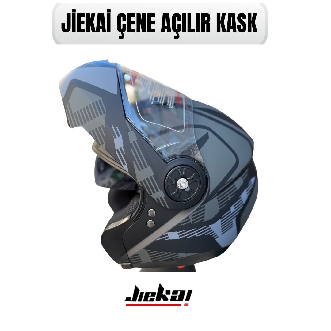 JK92 Z-1 GREY ÇENE AÇILIR KASK GÜNEŞ VİZÖRLÜ