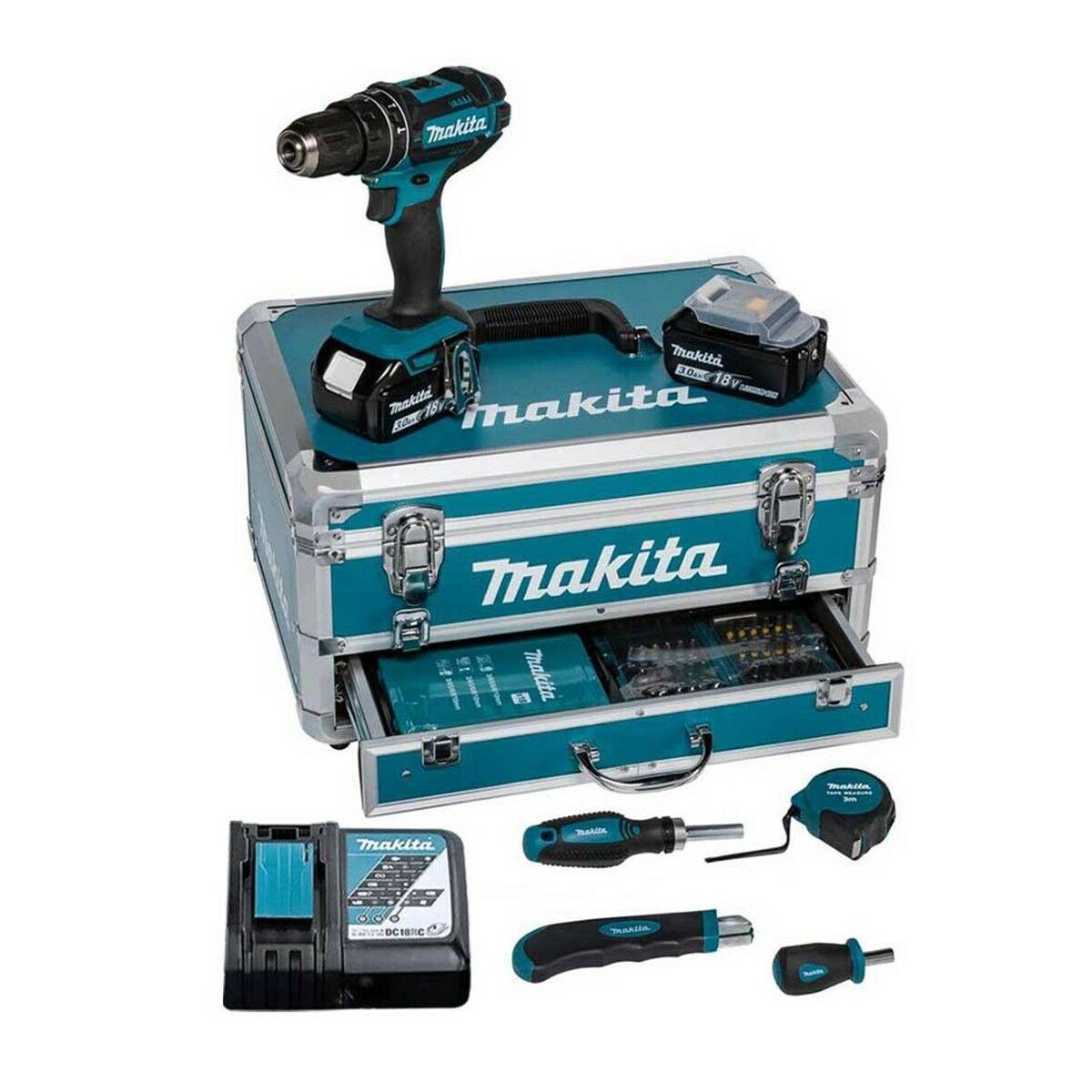 Makita DHP482RFX9 18V 3Ah Li-ion 96 Parçalı Akülü Darbeli Matkap Seti