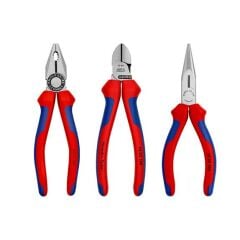 Knipex 3'lü Set Kombine Pense 180 mm Yan Keski 160 mm Karagaburun 160 mm Set