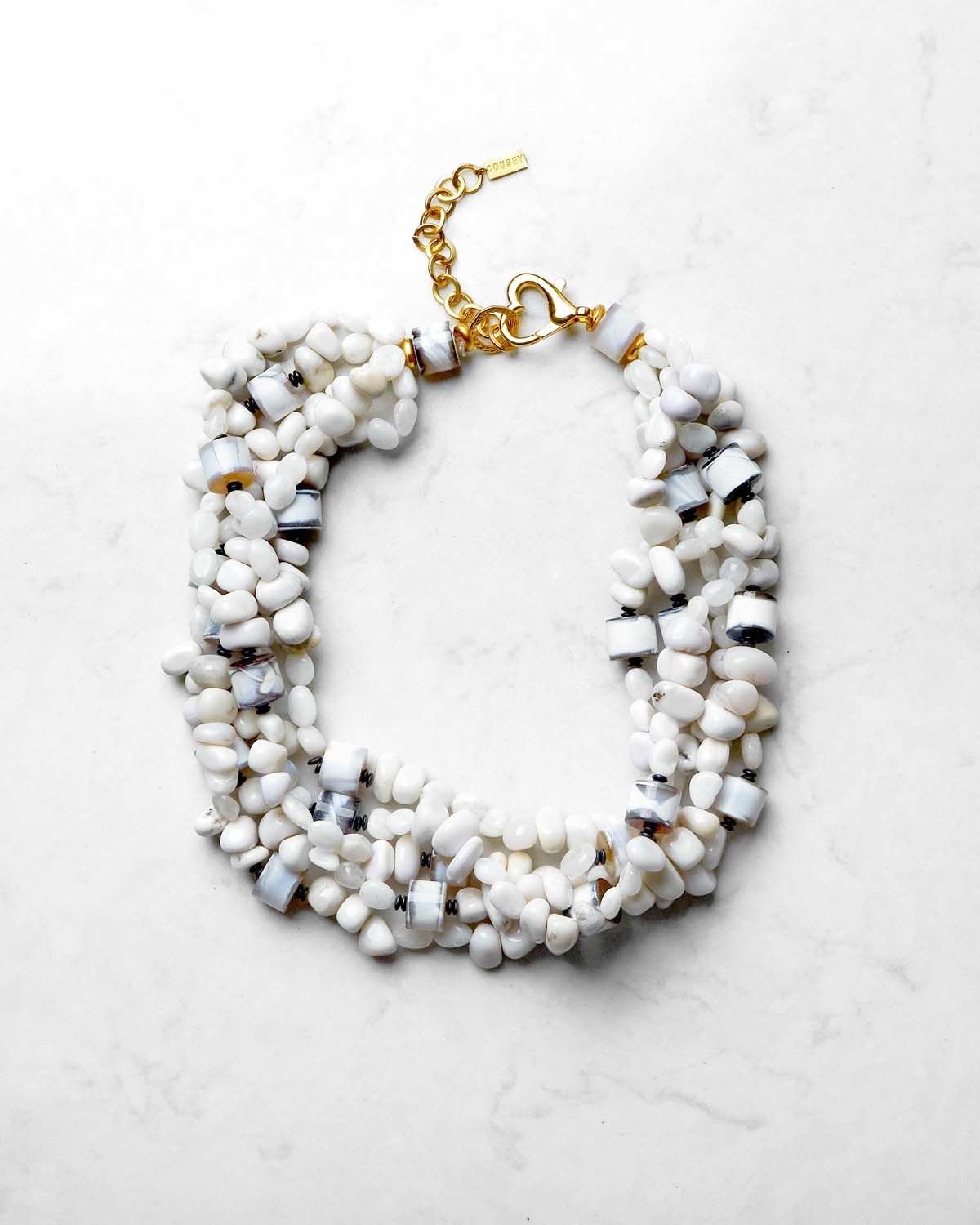 AGATE, OPAL, MOONSTONE ÇOK SIRALI KOLYE