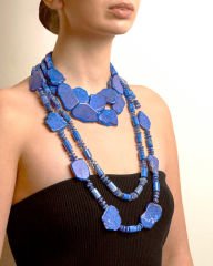 LAPİS LAZULİ VE KYANİT TAŞ DETAYLI UZUN KOLYE