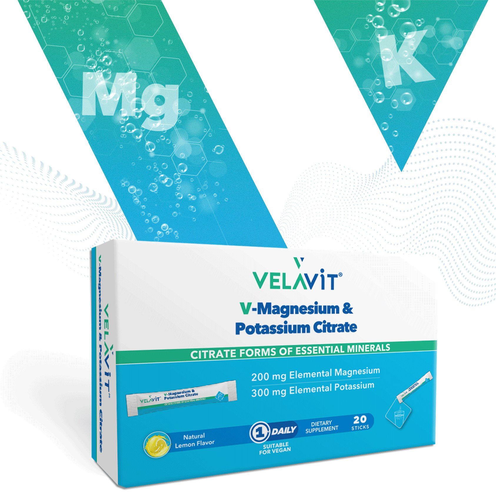 Velavit V-Magnesium & Potassium-Citrate 20 Saşe