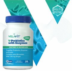 Velavit V-Probiotics with Enzymes 30 Kapsül