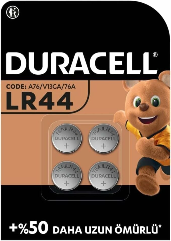 Duracell Özel LR44 Alkalin Düğme Pil 1,5V (76A / A76 / V13GA), 4'lü Paket