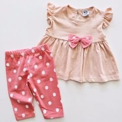 Voi baby kolu fırfırlı puanlı taytlı takım